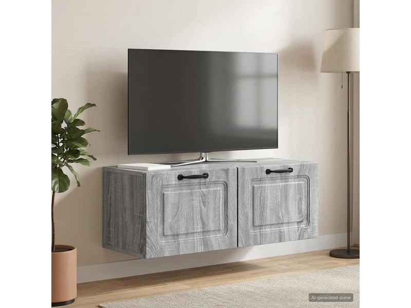  Meuble tv - banc tv - meuble de rangement mural 78,5 x 31 x 30 cm sonoma gris bois d'ingénierie  - Conforama D