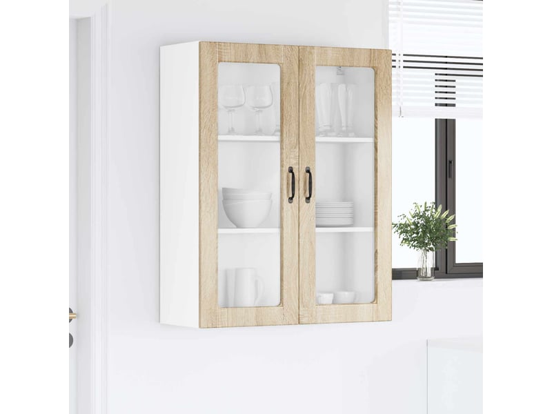  Meuble mural de cuisine, cabinet en verre mural chêne sonoma 80x31x100cm shl8199  - Conforama D