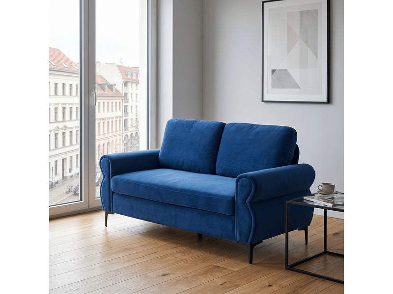  Canapé compact - tissu respirant et durable - dimensions compactes 173,5 cm - cadre en métal et bois stable Bleu - Conforama E