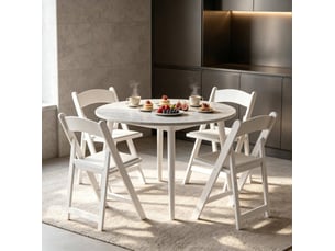 Lot de 4 chaises pliantes 44 x 45 x 78 cm blanches en résine et pu, avec assise rembourrée