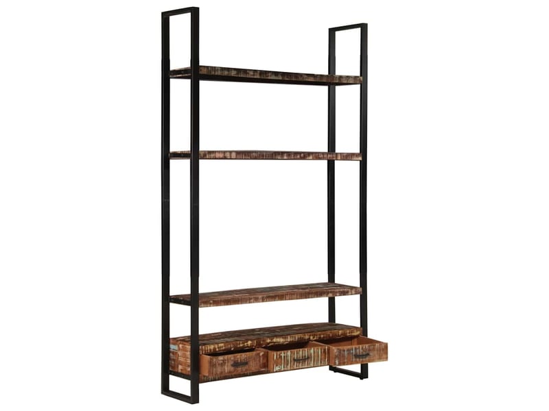  Bibliothèque, meuble de rangement salon 118x30x200 cm bois de récupération massif  - Conforama D