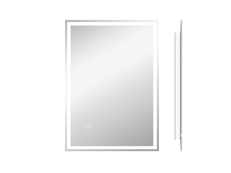  Miroir lumineux de salle de bain à led avec interrupteur tactile, pose réversible, en verre argenté 50 × 70 cm  - Conforama A