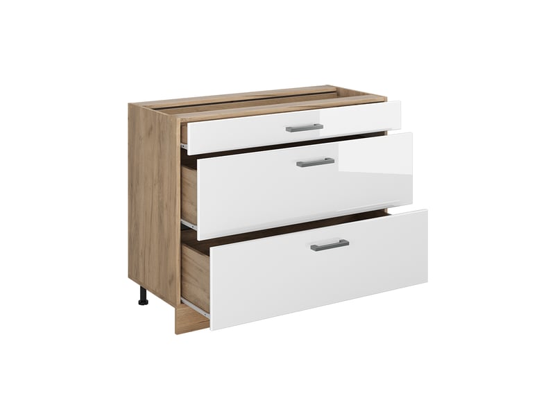  Vicco meuble cuisine, blanc haute brillancechêne doré, 100cm plan de travail anthracite  - Conforama C