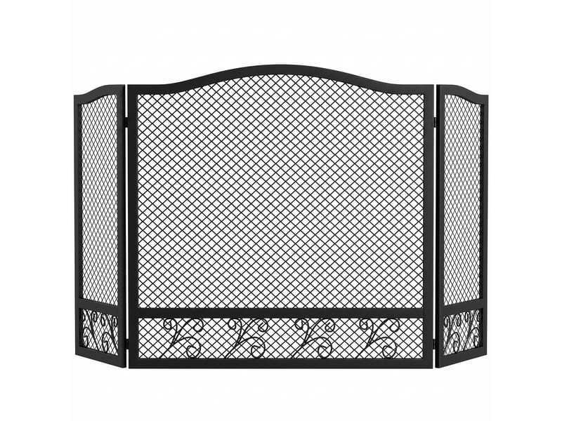  Pare-étincelles pliable en trois parties pour cheminée, 107 x 1 x 60 cm, noir  - Conforama A