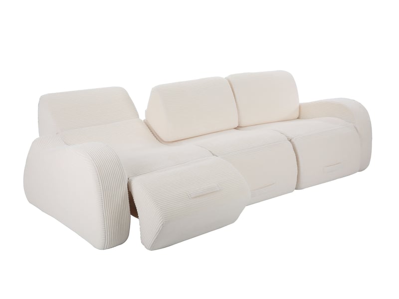  Canapé modulable convertible 3 places 247x115x76 cm compressé, mousse douce, velours côtelé couleur beige  - Conforama E