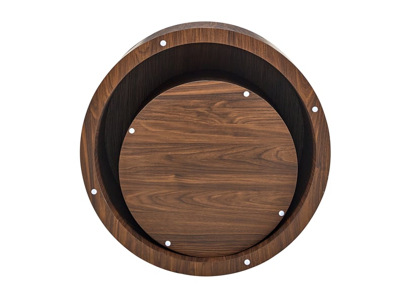  Lot de 2 tables basses rondes gigognes avec rangement mdf noyer  - Conforama D