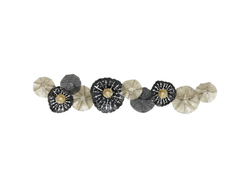 Décoration murale avec cadre en métal noir et doré, style moderne, design élégant - Conforama A