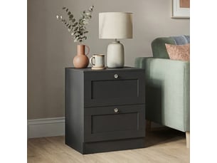 Table de chevet altino 2 tiroirs, commode de nuit, chambre, rangement, 53x40x36cm, noir