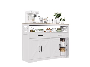 Buffet de cuisine, salle à manger, meuble de rangement avec 2 tiroirs et 3 portes, étagère réglable, pour cuisine, salon, 140x40x105 cm, blanc