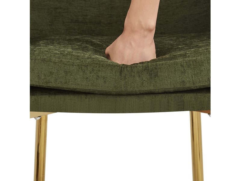 Lot de 4 chaises de salle à manger 61x59x78,5 cm avec accoudoirs, patins réglables, polyester fer, vert - Conforama E