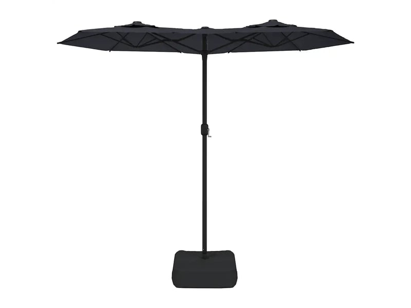  Parasol de jardin double tête avec led 316 x 145 cm protection uv ambiance chaleureuse en polyester noir 02_0047398  - Conforama B