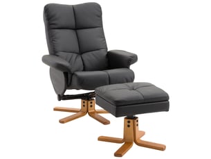 Fauteuil inclinable avec repose-pieds, tv pivotant 360°, lecture chambresalon, similicuir, noir.