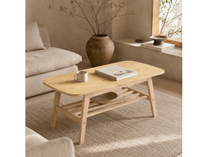 Table basse rectangulaire coloris bois clair MEUBLIV - 48 cmx100 cm