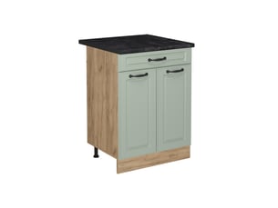 Vicco meuble cuisine, mint campagnechêne doré, 60cm avec tiroir plan de travail anthracite
