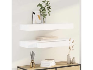 Lot de 2 étagères murales avec tiroirs blanc 80 cm cf43242