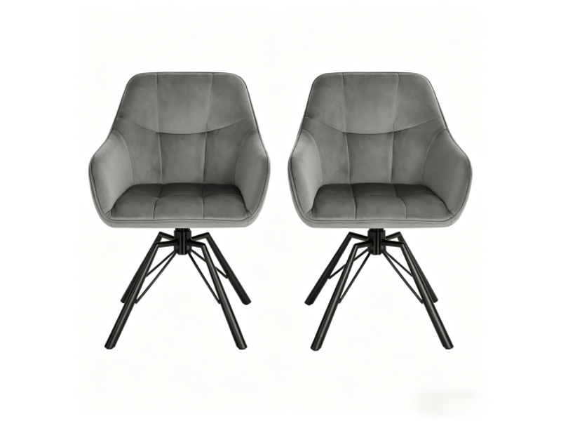 Chaises d’accueil et de cuisine pivotantes, larges, dossiers rembourrés – lot de 2, sur site  - Conforama A