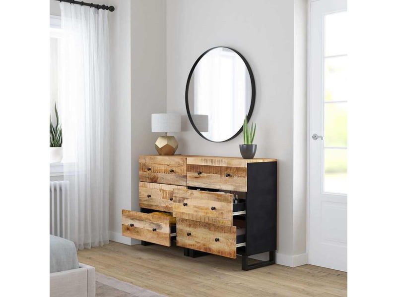  Buffets 2 pcs - bahut - meuble de rangement 60x33x75 cm bois de manguier brut  - Conforama C