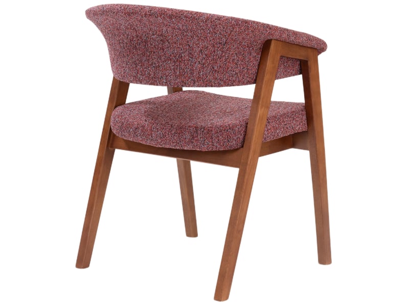  Selsey nux - chaise de salle à manger en bois avec accoudoirs - 61 cm - bouclé bordeaux avec pieds noyer Nux - Conforama E