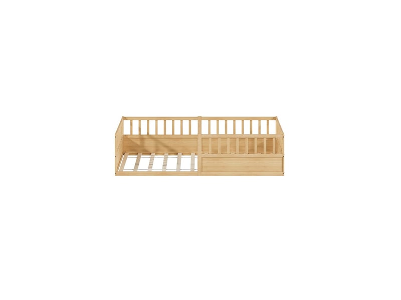  Lit bébé 90x200 cm en pin naturel avec barrière W3465P442386 - Conforama A