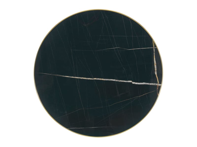  Table d'appoint table de salon effet marbre forme ronde cadre en acier inoxydable doré socle stable  - Conforama E