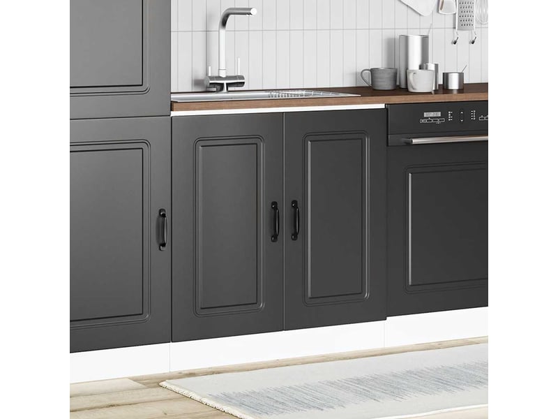Meuble de cuisine, meuble bas pour évier kalmar noir 80x46x81,5cm bois ingénierie shl9269 - Conforama C