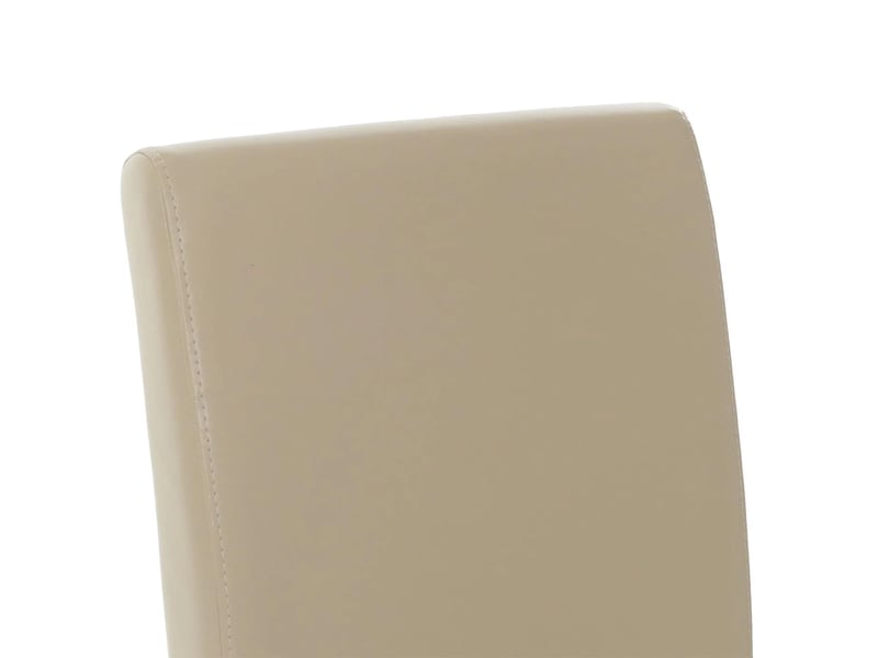  Lot de 6 chaises de salle à manger dossier haut assise rembourrée et protections de sol cuir refendu enduit similicuir crème et bois d’hévéa 04_0011508  - Conforama C