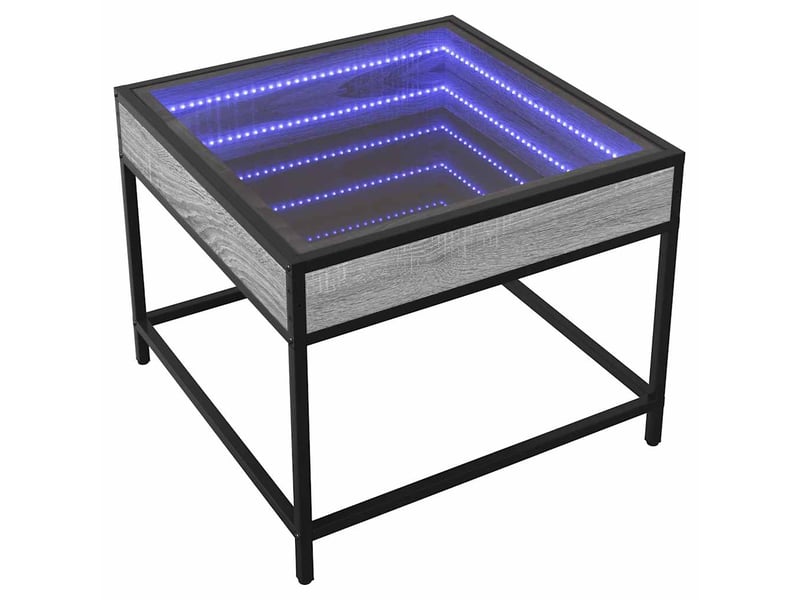 Table basse - table de salon - table à thé avec led infinity sonoma gris 50x50x41 cm - Conforama C