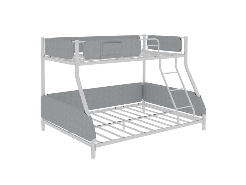  Lit superposé avec poche textile 90 × 190 140 × 190 cm, blanc vieilli IKSETERA TRADING LTD - Conforama R