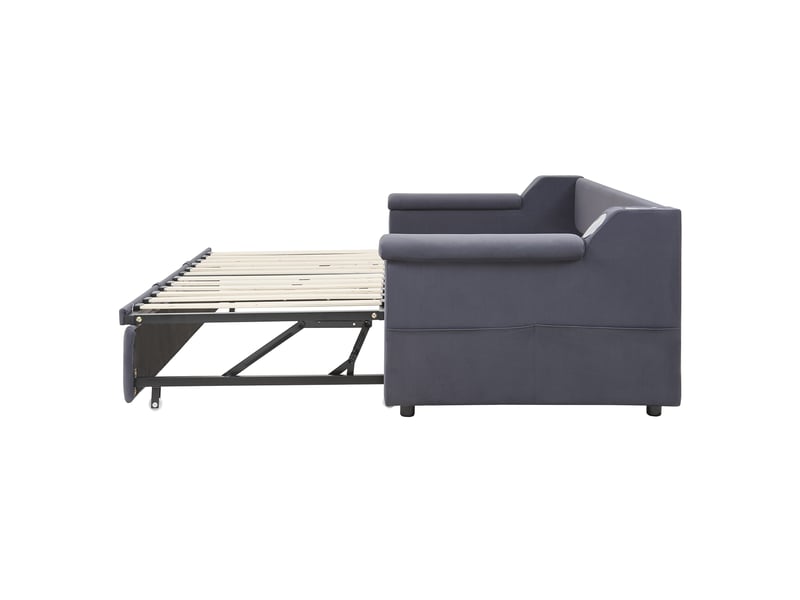Canapé-lit extensible 90180x190 cm en velours gris avec bluetooth stéréo, ports usb et sommier inclus - Conforama C