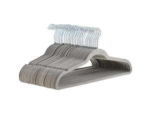 Lot de 50 cintres pour costumes antidérapants en velours, gris