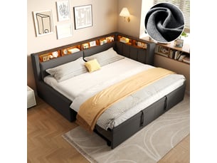 Lit coffre 90x200 cm <strong>OOIILLEE</strong> <strong></strong> coloris gris