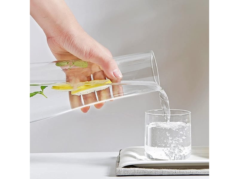  Ensemble de carafe à eau transparente avec gobelet en verre pour table de nuit 850ml  - Conforama C