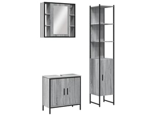 Ensemble d'armoires de salle de bain 3 pcs sonoma gris