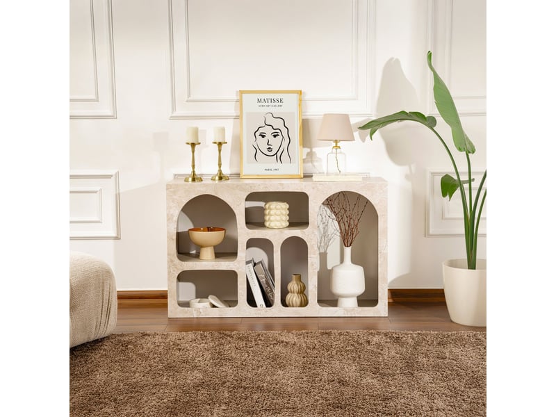  Console avec 6 niches beige 120 cm  - Conforama D