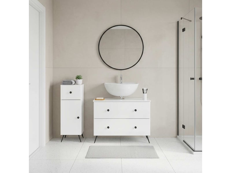 Ensemble de 2 meubles de salle de bain breda blanc brillant cf63082  - Conforama B