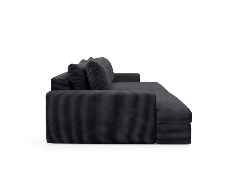 Canapé droit 4 places confort assise profonde en velours côtelé caldo noir - Conforama E