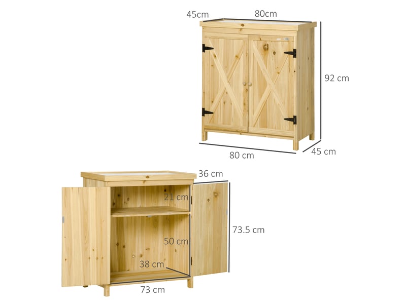  Armoire de jardin en bois massif plateau métal galvanisé 80 x 45 x 92 cm  - Conforama C