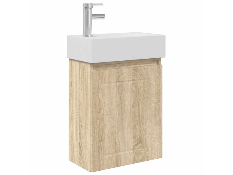  Meuble de rangement salle de bain avec robinet chêne sonoma shl8942  - Conforama A
