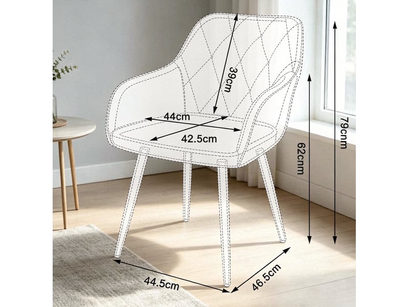  Chaise de salle à manger avec accoudoirs rouge en velours et pieds en métal  - Conforama E