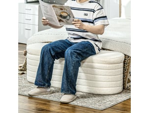Banc coffre de chambre avec rangement en polyester teddy-fleece blanc crème 116 x 41 x 40,5 cm