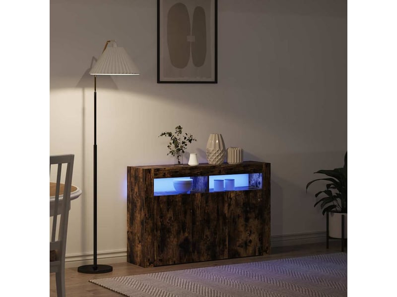  Buffet - bahut - meuble de rangement chêne fumé 116 x 30 x 75 cm bois d'ingénierie  - Conforama E