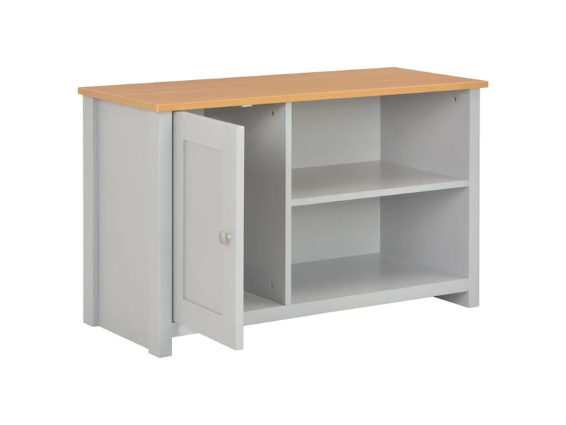  Meuble tv moderne fonctionnel 95 x 39 x 58 cm rangement pratique ambiance cosy en bois mélaminé gris 02_0046453  - Conforama B