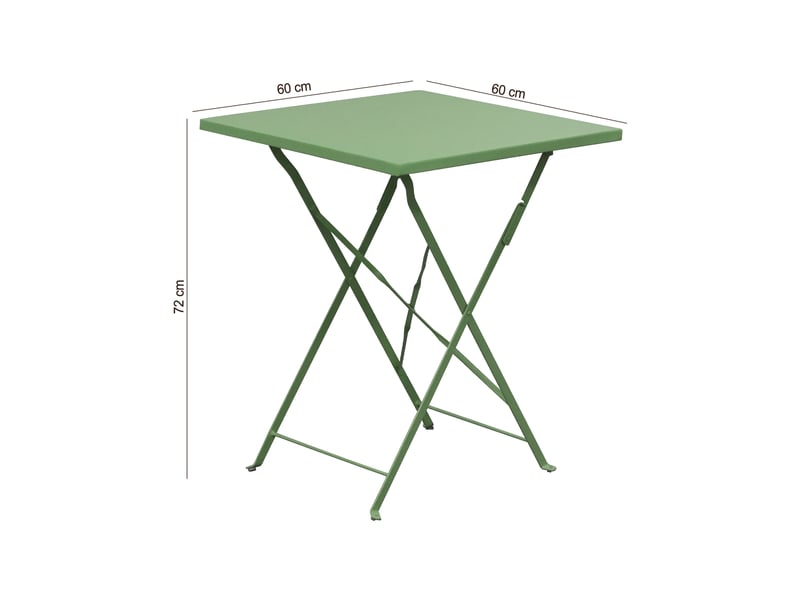  Table de jardin carrée pliable en métal vert - baca  - Conforama D
