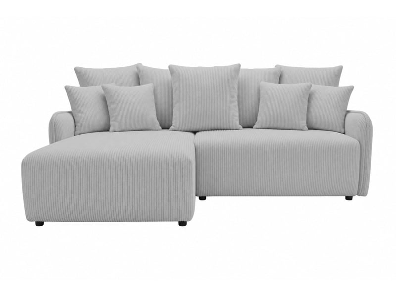  Portofino - canapé d'angle convertible petit velours côtelé 3 places gris clair  - Conforama A