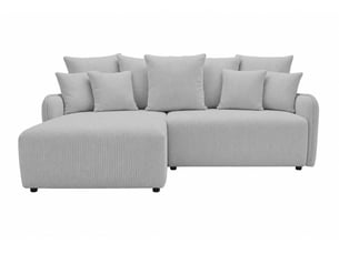 Canapé d'angle réversible convertible CASANOVA  3 places Velours côtelé gris avec coffre de rangement