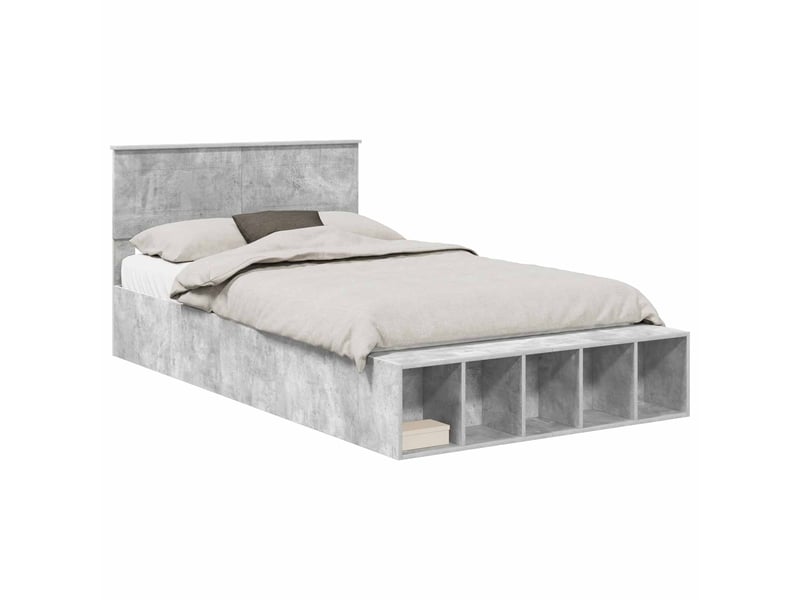Lit double- lit adulte - cadre de lit gris béton 120 x 190 cm bois d'ingénierie - Conforama A