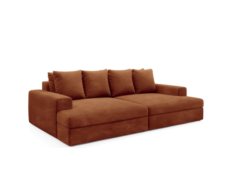  Canapé droit 4 places confort assise profonde en velours côtelé caldo cuivré  - Conforama C