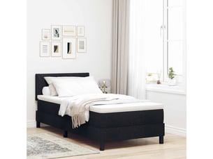 Lit adulte, lit simple, lit à ressorts avec coussin noir 90x190cm tissu cf16827
