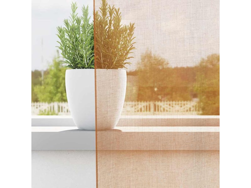  Lot de 2 rideaux en voile, voilages avec œillets terre cuite cf44420  - Conforama C