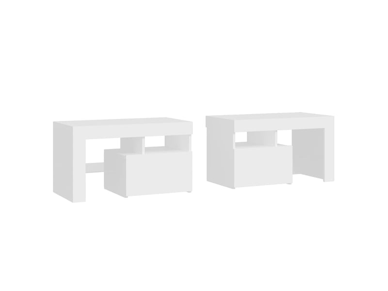  Lot de 2 tables de chevet - cabinet de chevet - table de nuit et lumières led blanc 70x36,5x40 cm  - Conforama B